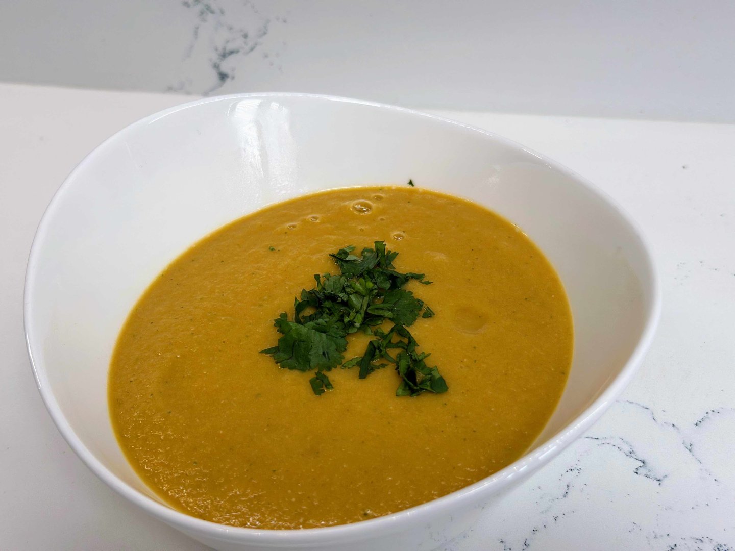 Super hero high protein carrot and coriander soup